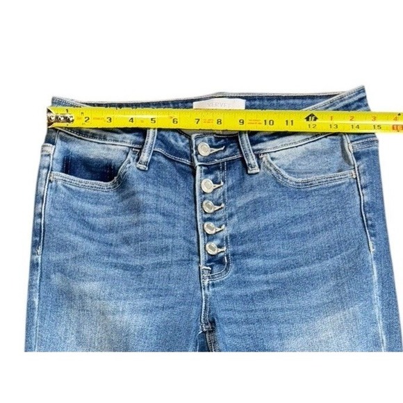 Vervet Womens Size 28 Button Fly Distressed Ripped Ankle Skinny Denim Blue Jeans - Picture 4 of 13